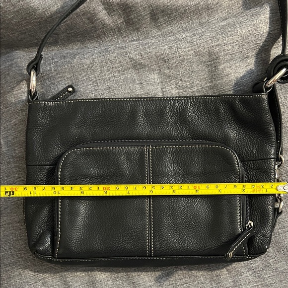 Tignanello Black Pebble Leather Crossbody with Silver Accent - Picture 11 of 12